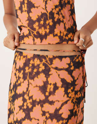 Motel Jezza Floral Print Chiffon Maxi Skirt In Multi