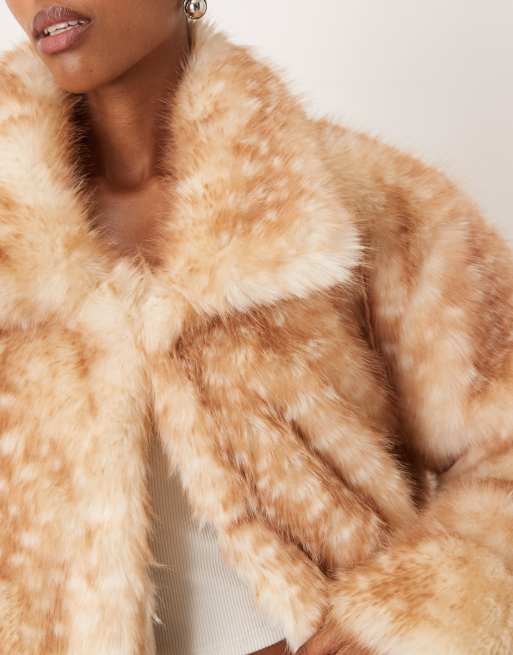 Motel Joji faux fur jacket in deer beige