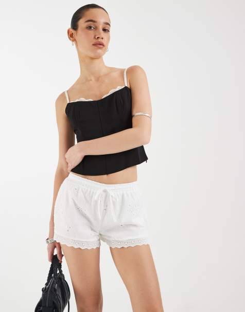 Motel - Judy - Pantaloncini stile boxer in pizzo bianco - view 1