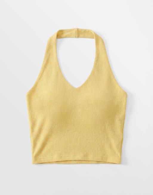 Motel - Jules - Parte de un conjunto - Top amarillo efecto purpurina con cuello halter de punto, 5 de 7