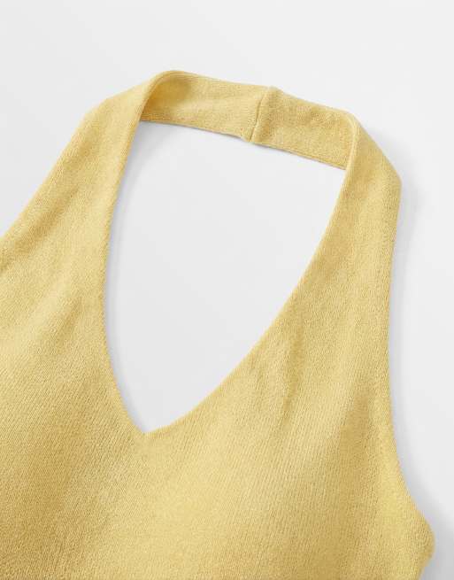 Motel - Jules - Parte de un conjunto - Top amarillo efecto purpurina con cuello halter de punto, 7 de 7