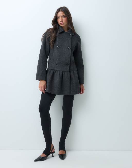 Motel juliena skirt hem coat in dark gray, 3 of 5
