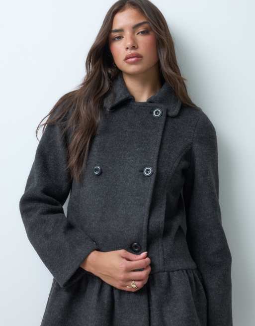 Motel juliena skirt hem coat in dark gray, 4 of 5