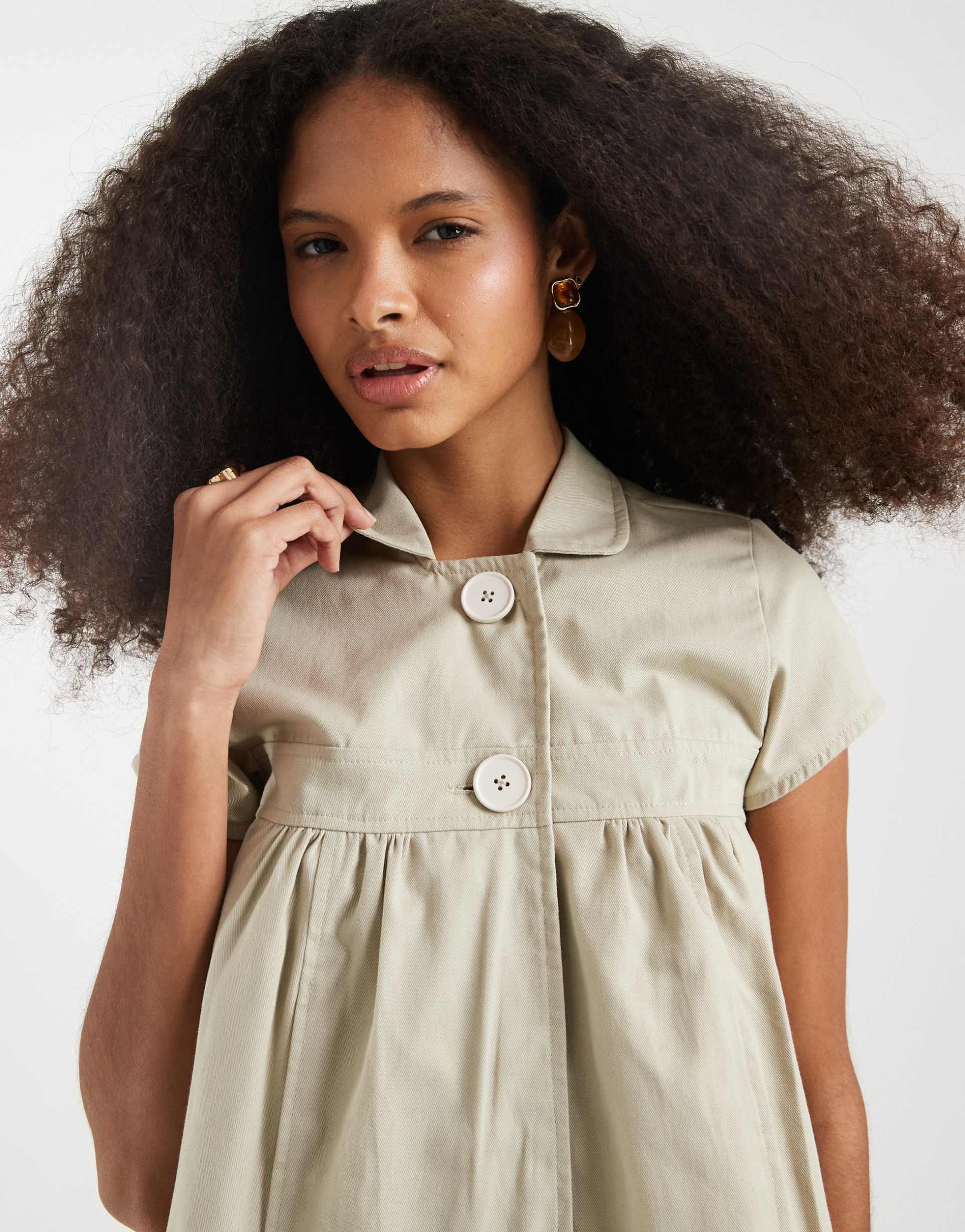 motel kaelus cotton twill shirt in latte