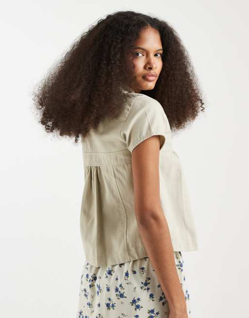 Motel Kaelus cotton twill shirt in latte , 4 of 4