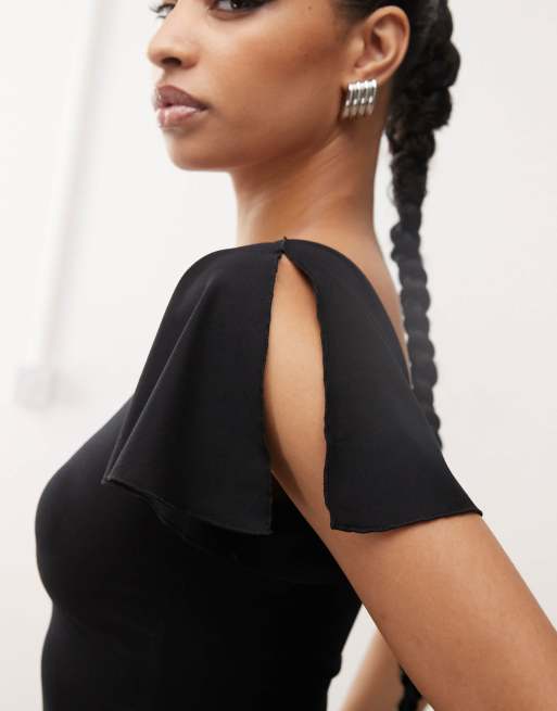 Motel kaffa one shoulder slinky top in black, 2 of 4