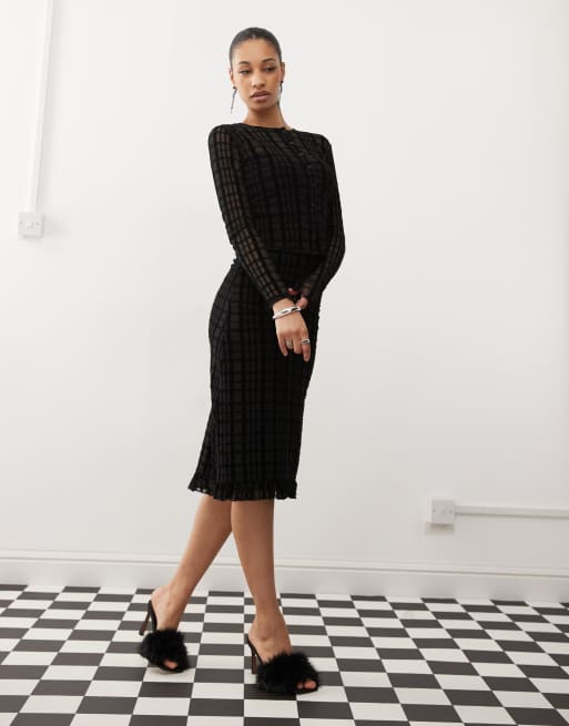 Motel – Kahula – Micro-Strickjacke in Schwarz mit geflocktem Karomuster, 4 von 4