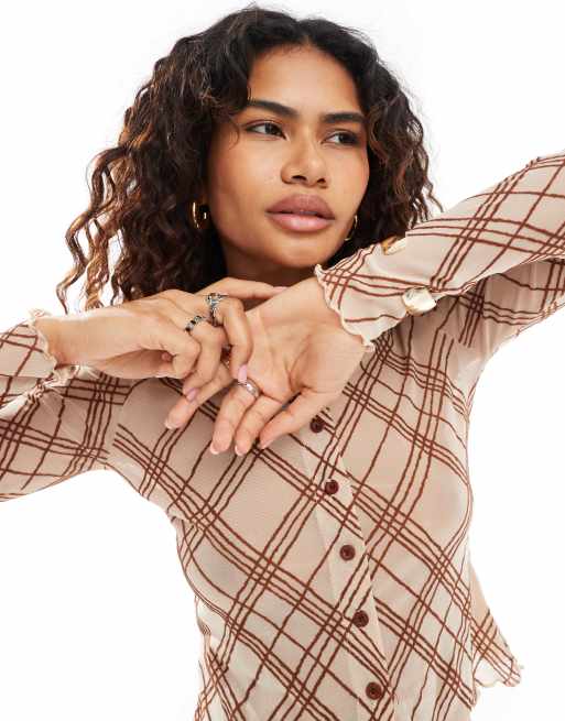Motel Kahula sketchy stripe micro cardigan in natural (part of a set), 2 of 4