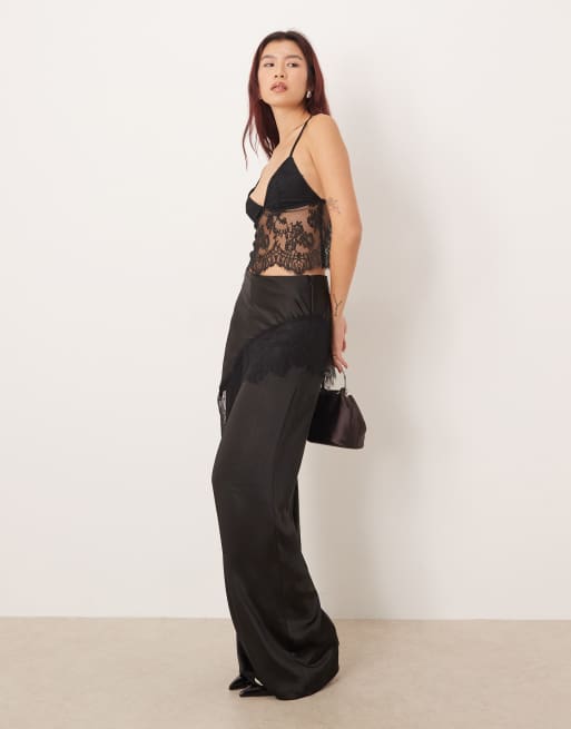 Motel Kaika plunge lace cami top in black, 2 of 4