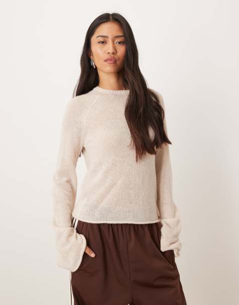 Motel Kaleo roll edge light knit sweater in ecru - view 1