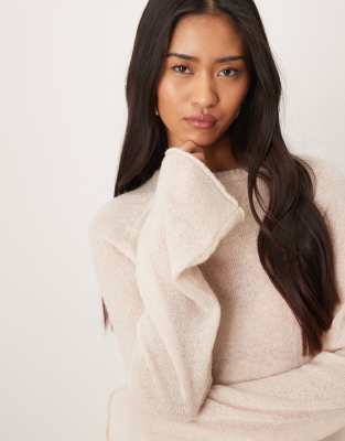 Motel Kaleo Roll Edge Light Knit Sweater In Neutral