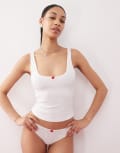 [Motel] Motel Kalinda pointelle frill edge singlet top in white L WHITE