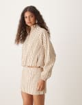 [Motel] Motel kalle check bomber jacket in brown M Brown check