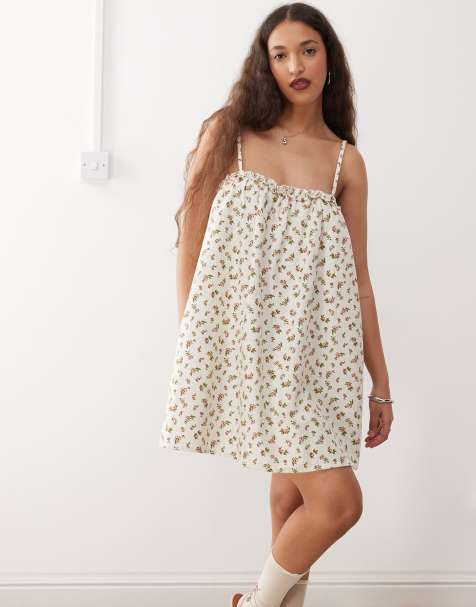 Motel kamalani micro floral mini dress in white - view 1