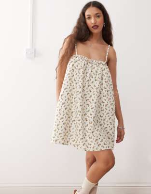 motel kamalani micro floral mini dress in white