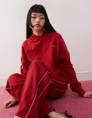 Motel - Kamari - Sweat à capuche d'ensemble oversize - Rouge adrénaline