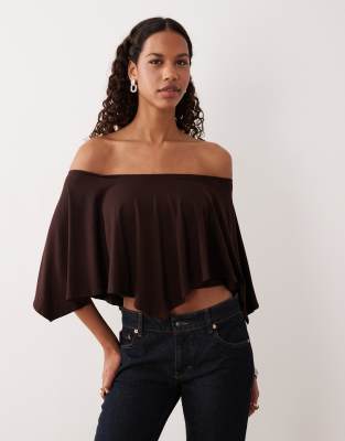 Motel Kanela Slouch Poncho Top In Brown