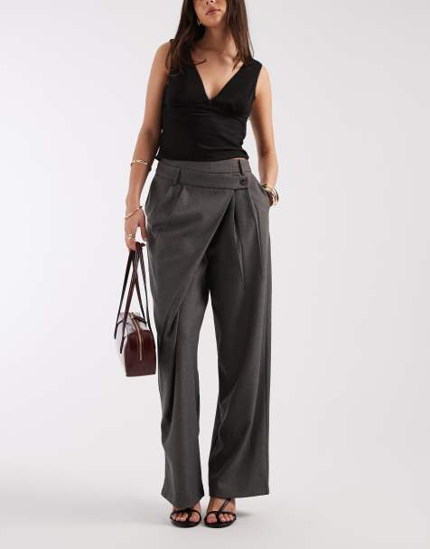 Motel Kanna asymetric waist trouser in charcoal grey