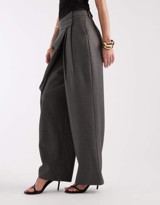 Motel Kanna asymetric waist trouser in charcoal grey, 2 of 5