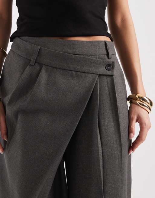 Motel Kanna asymetric waist trouser in charcoal grey, 3 of 5