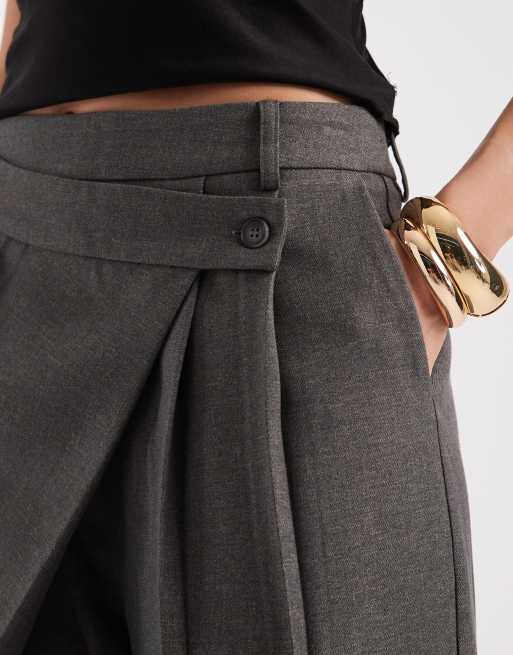 Motel Kanna asymetric waist trouser in charcoal grey, 4 of 5