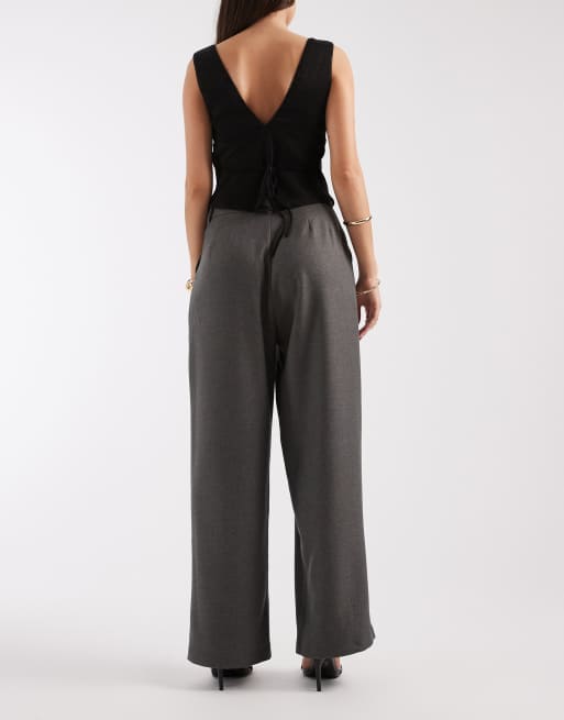 Motel Kanna asymetric waist trouser in charcoal grey, 5 of 5