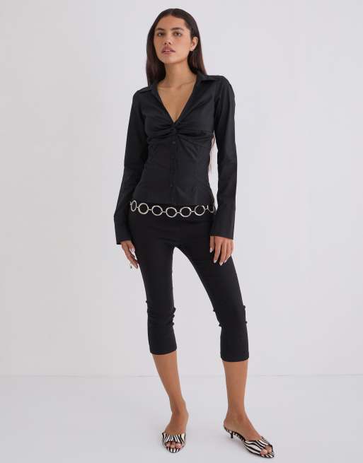 Motel Karis button up shirt in black, 2 of 4