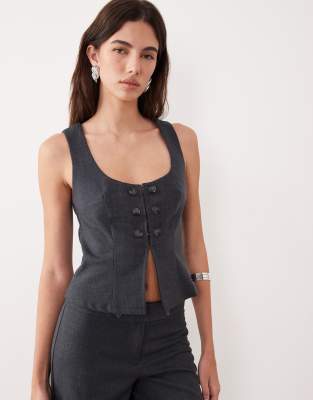 Motel Kariso Tailored Top In Gray