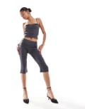 [Motel] Motel Katira bust detail cami top in charcoal (part of a set)-Grey 2XS CHARCOAL