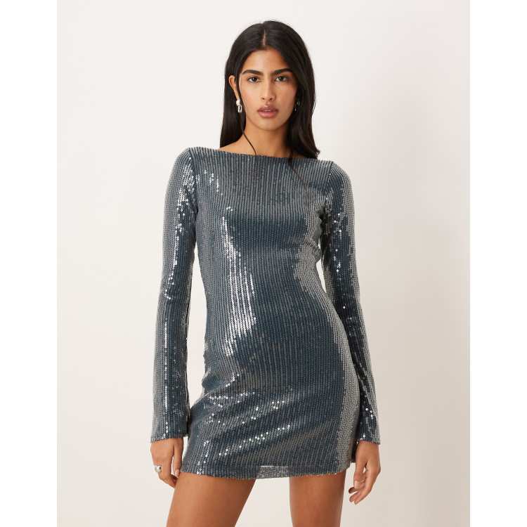 dark grey glitter dress Motel Kimberly sequin in teal-Blue Gift Card Spend Sale