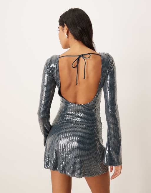 Motel Kimberly sequin dress in dark teal, 2 of 4