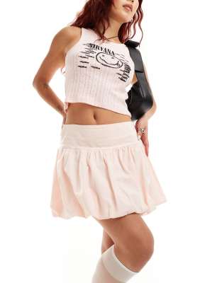 Motel Kiyowo Bubble Hem Mini Skirt In Pale Pink