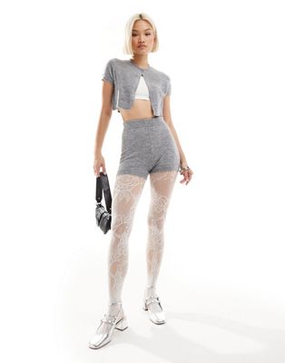 Motel knitted shorts co-ord in grey