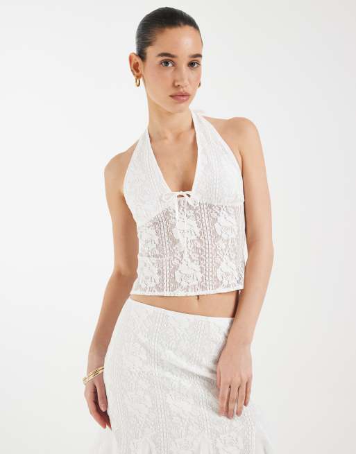 Motel Kopa floral lace halter top in white - part of a set, 4 of 4