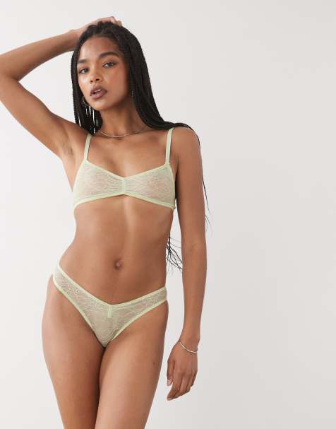 Motel kukila soft lace brazilian knicker in light green - LGREEN + bra - view 1