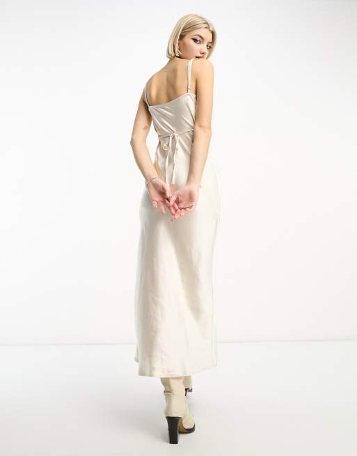 motel white satin dress Lebby Mini Dress in Satin Ivory