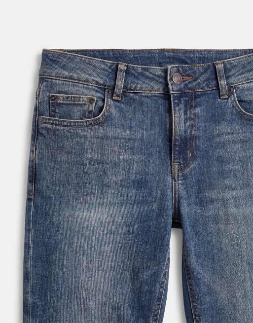 Motel lågmidjade denim caprijeans i dirty green wash, 8 av 9