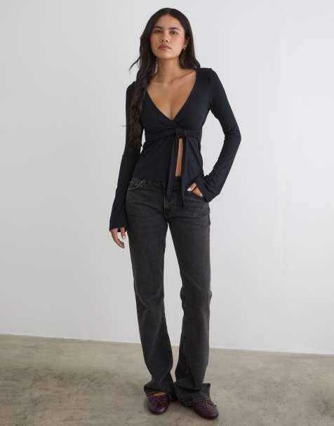 Motel - Lamae - Top à manches longues et détail croisé - Noir - view 1