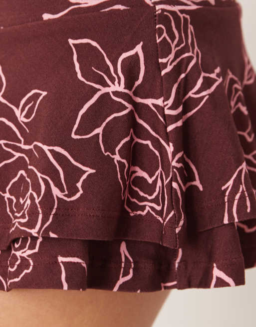 Motel Lanai mini dress in maroon rose detail, 4 of 4