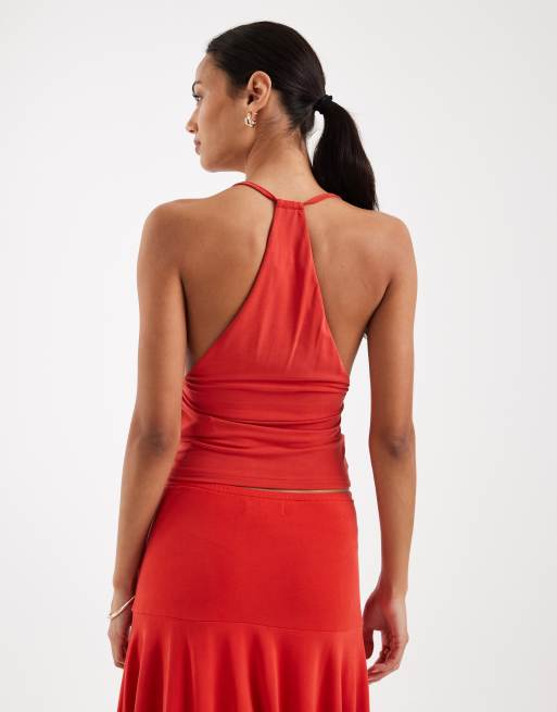 Motel Lanthe deep plunge top in red (part of a set), 4 of 4