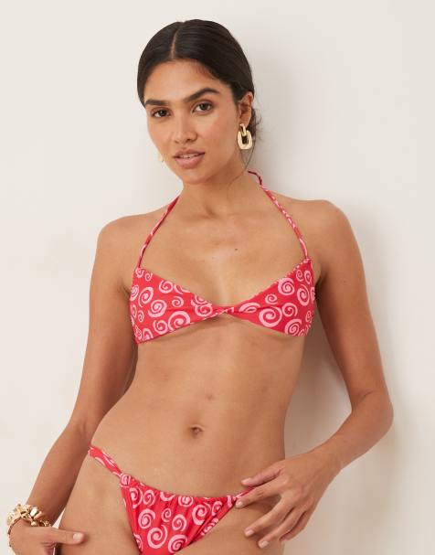 Motel Laufey swirl print bikini top in pink - view 1