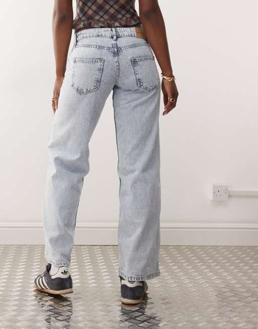 Motel - Lavtaljede jeans med lav talje og parallelle ben i lyseblå 80'er-vask, 2 af 5