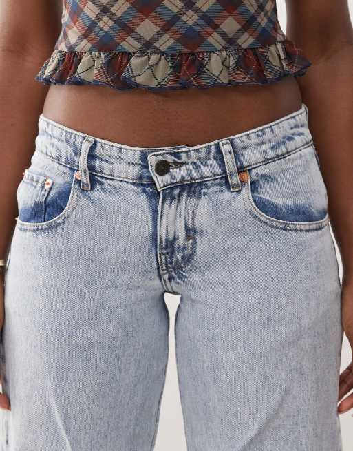 Motel - Lavtaljede jeans med lav talje og parallelle ben i lyseblå 80'er-vask, 4 af 5