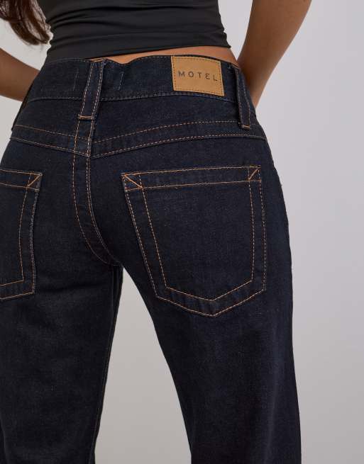 Motel - Lavtaljede jeans med snoede sømme i skyllevask, 4 af 4