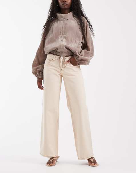 Motel lavtaljede parallel jeans i råhvid - view 1