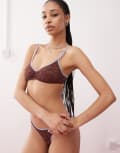 [Motel] Motel Lengkai contrast edge lace bra in chocolate brown S Chocolate brown