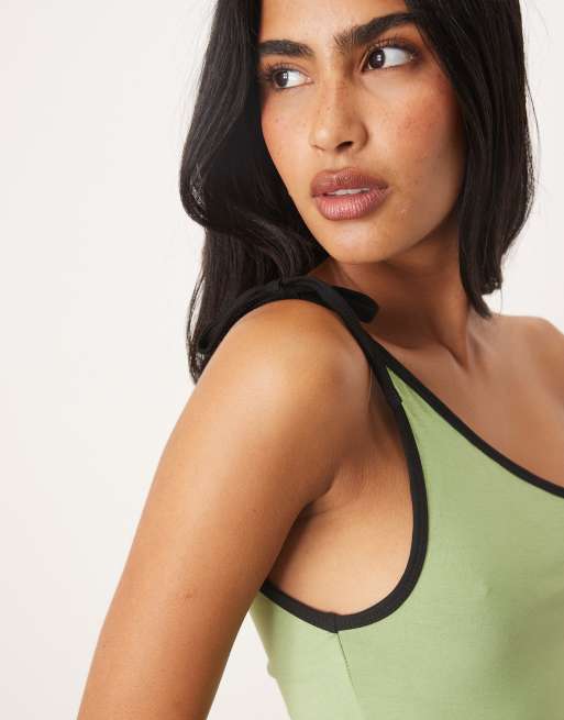 Motel lenti asymmetric top in sage and green, 3 of 4