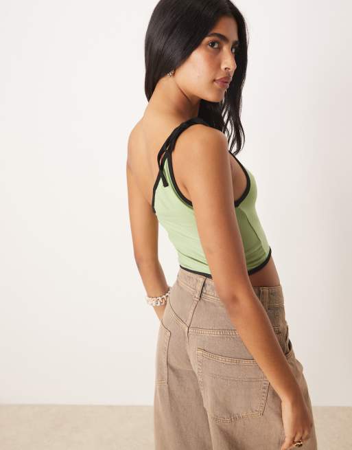 Motel lenti asymmetric top in sage and green, 4 of 4