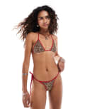 [Motel] Motel Lentra leopard contrast tie side bikini bottoms in multi M Multi