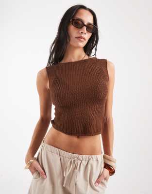 Motel Letoda Knit Top In Brown